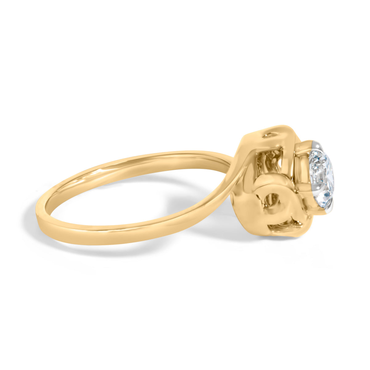 10K Yellow Gold Plated Sterling Silver 1/2 Cttw Lab Grown Diamond Woven Solitaire Ring