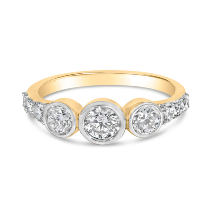 10K Yellow Gold Plated .925 Sterling Silver 1.0 Cttw Lab Grown Diamond Bezel Set Ring