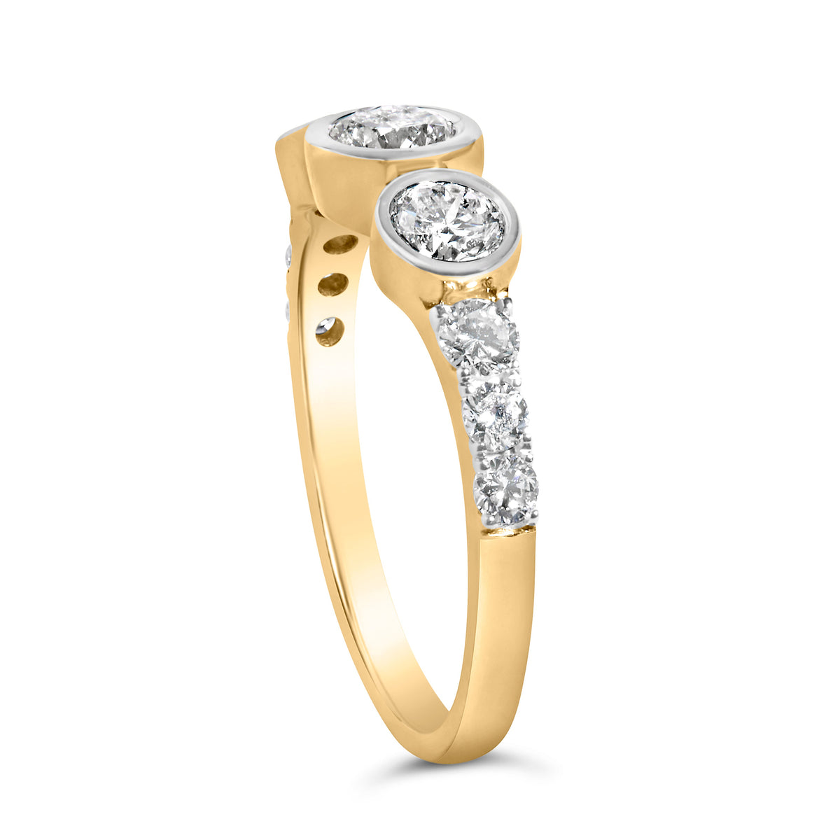 10K Yellow Gold Plated .925 Sterling Silver 1.0 Cttw Lab Grown Diamond Bezel Set Ring