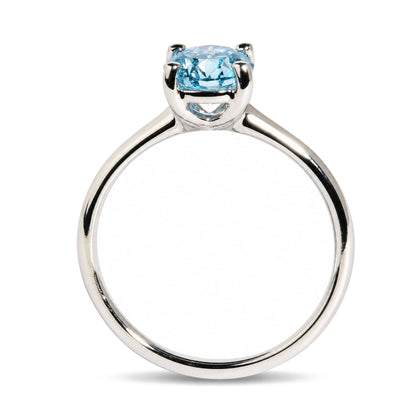 IGI Certified 14K White Gold 1.0 Cttw Round Lab-Grown Blue Fancy Vivid Diamond Solitaire Ring