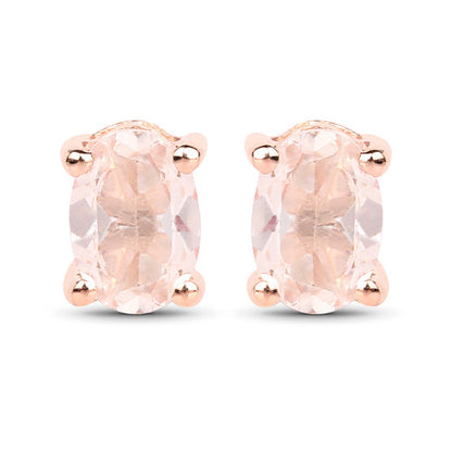18K Rose Gold Plated 0.80 Carat Genuine Morganite .925 Sterling Silver Earrings