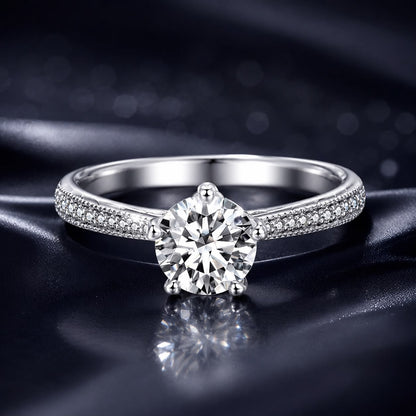 925 Sterling Silver Moissanite 0.8ct Ring Size 6 for Women