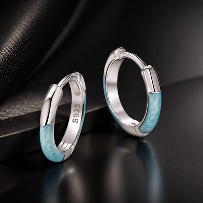 925 Sterling Silver Enamel Plated White Gold Earrings 1.2cm for Women