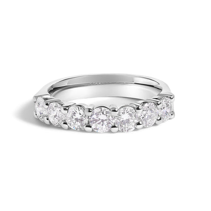 14K White Gold 1 1/2 Cttw Diamond 7 Stone Band Ring