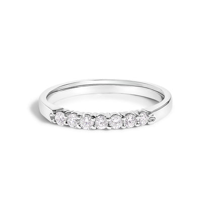 14K White Gold 1/4 Cttw Diamond 7 Stone Band Ring