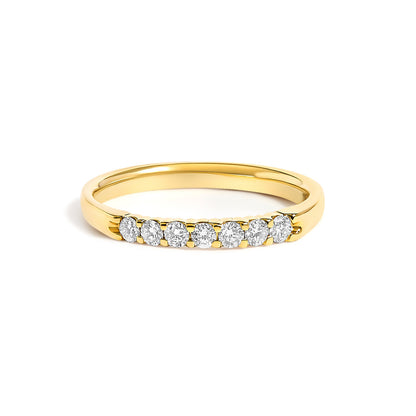 14K White Gold 1/4 Cttw Diamond 7 Stone Band Ring
