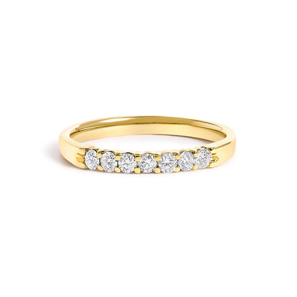 14K White Gold 1/10 Cttw Diamond 7 Stone Band Ring