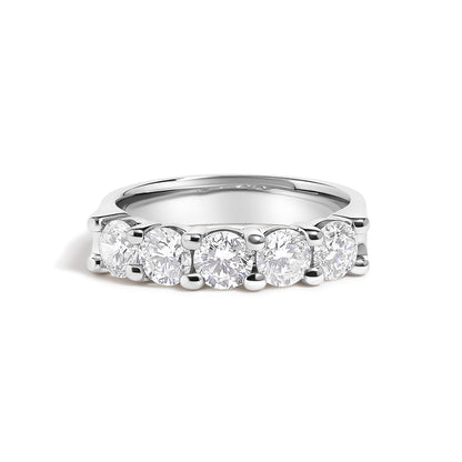 14K White Gold 1 1/2 Cttw Diamond 5 Stone Band Ring