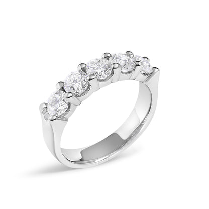 14K White Gold 1 1/2 Cttw Diamond 5 Stone Band Ring