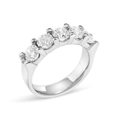 14K White Gold 2.0 Cttw Round Diamond Five Stone Band Ring