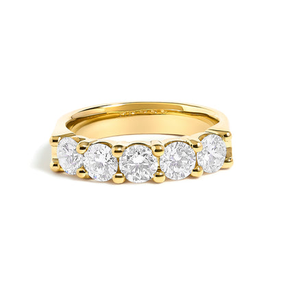 14K White Gold 1 1/2 Cttw Diamond 5 Stone Band Ring