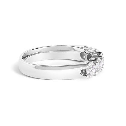 14K White Gold 1.00 Cttw Diamond 5 Stone Band Ring