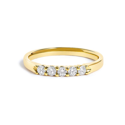 14K White Gold 1/4 Cttw  Diamond 5 Stone Band Ring