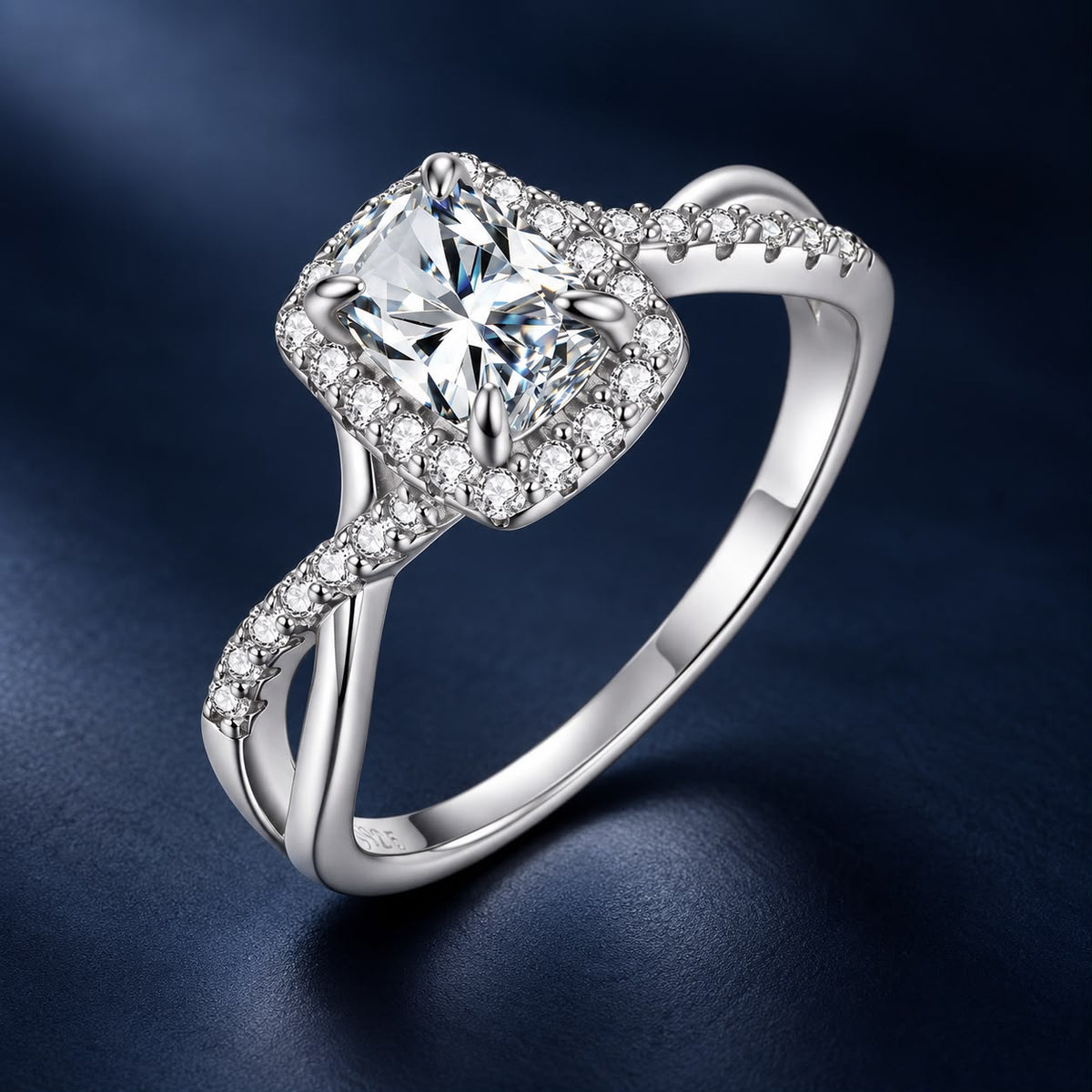 925 Sterling Silver White Gold Plated 1ct Moissanite Size 6 Ring for Women