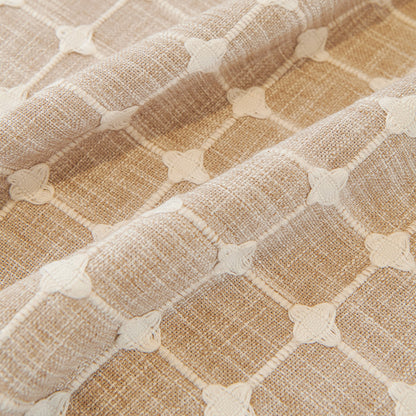 Grid Textured Sofa Cover with Sheer Ruffle Skirt, Pet-Friendly Sofa Throw Slipcover