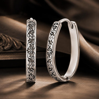 925 Sterling Silver Earrings for Women - 2.0*0.3cm, Inner Diameter 1.7cm, Oxidized Silver
