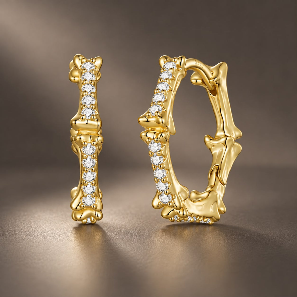 925 Silver Gold Plated Pavé CZ 1.6 x 0.3 cm Hoop Earrings for Women
