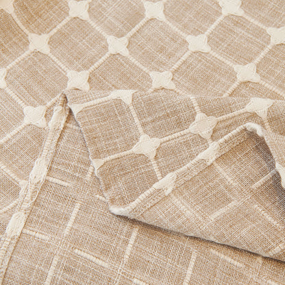 Grid Textured Sofa Cover with Sheer Ruffle Skirt, Pet-Friendly Sofa Throw Slipcover