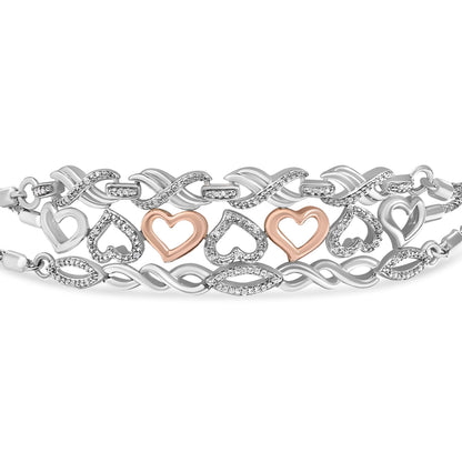 Sterling Silver Diamond Accent 3 Piece Adjustable Bolo Bracelet Set