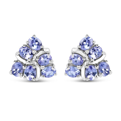 2.04 Carat Genuine Tanzanite .925 Sterling Silver Earrings