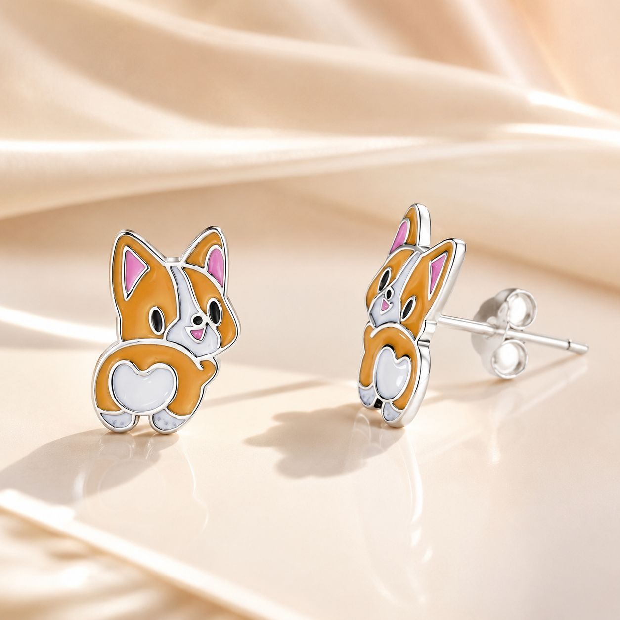 S925 Sterling Silver Oxidized Enamel Earrings
