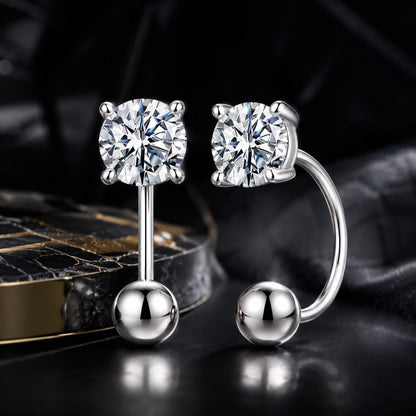 925 Sterling Silver Moissanite 0.1ct Earrings 1.3cm for Women