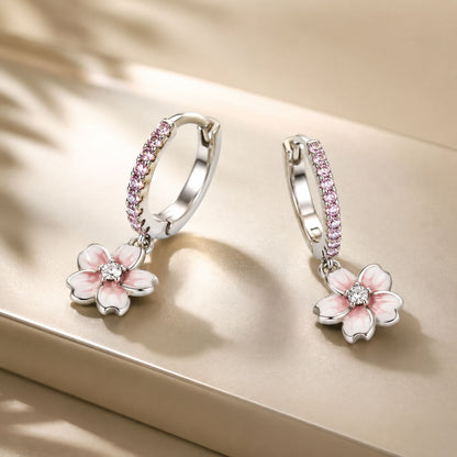 925 Sterling Silver Earrings with CZ and Enamel, 2.2x0.8m, for Women