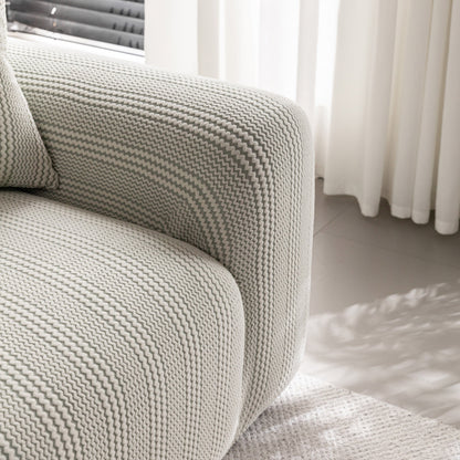 Modern Textured Stretch Sofa Cover, Plush Fleece Sofa Slipcover with 3D Stripe Texture