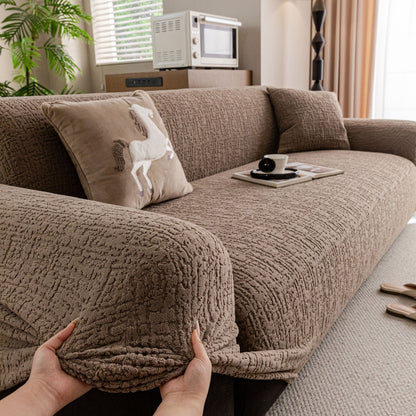 Elastic Stretch Sofa Cover Slipcover, Soft Plush Bubble Textured Jacquard Couch Cover