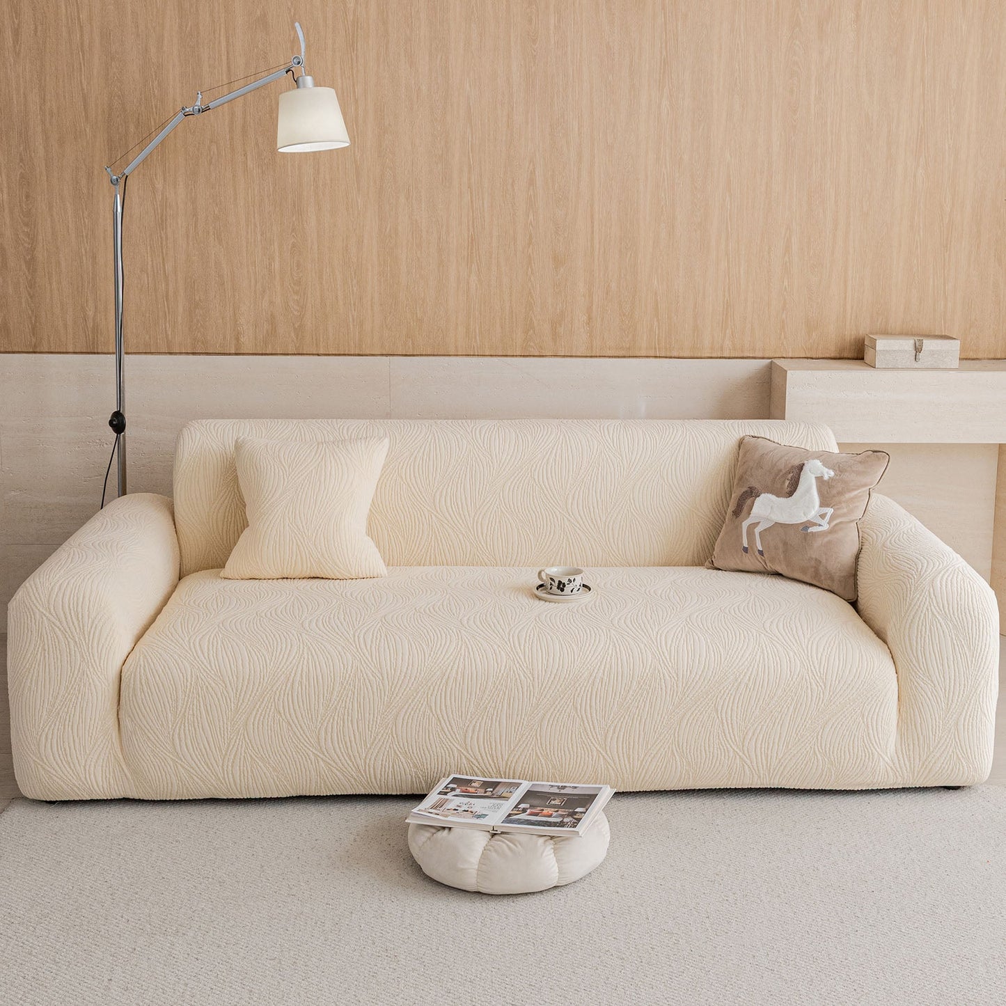 Elastic Stretch Sofa Cover Slipcover,  Thick Plush Wavy Flowing Texture Couch Cover