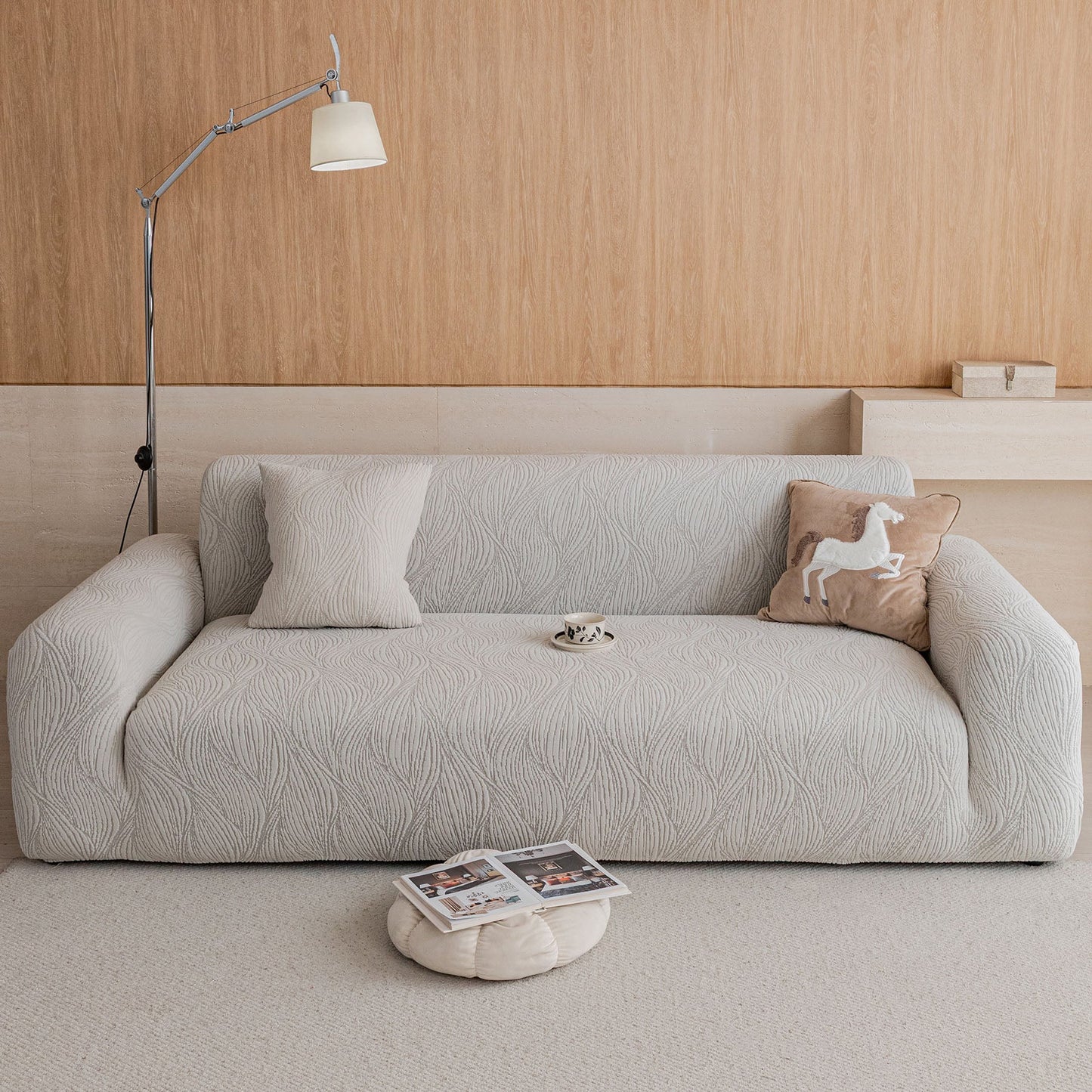Elastic Stretch Sofa Cover Slipcover,  Thick Plush Wavy Flowing Texture Couch Cover