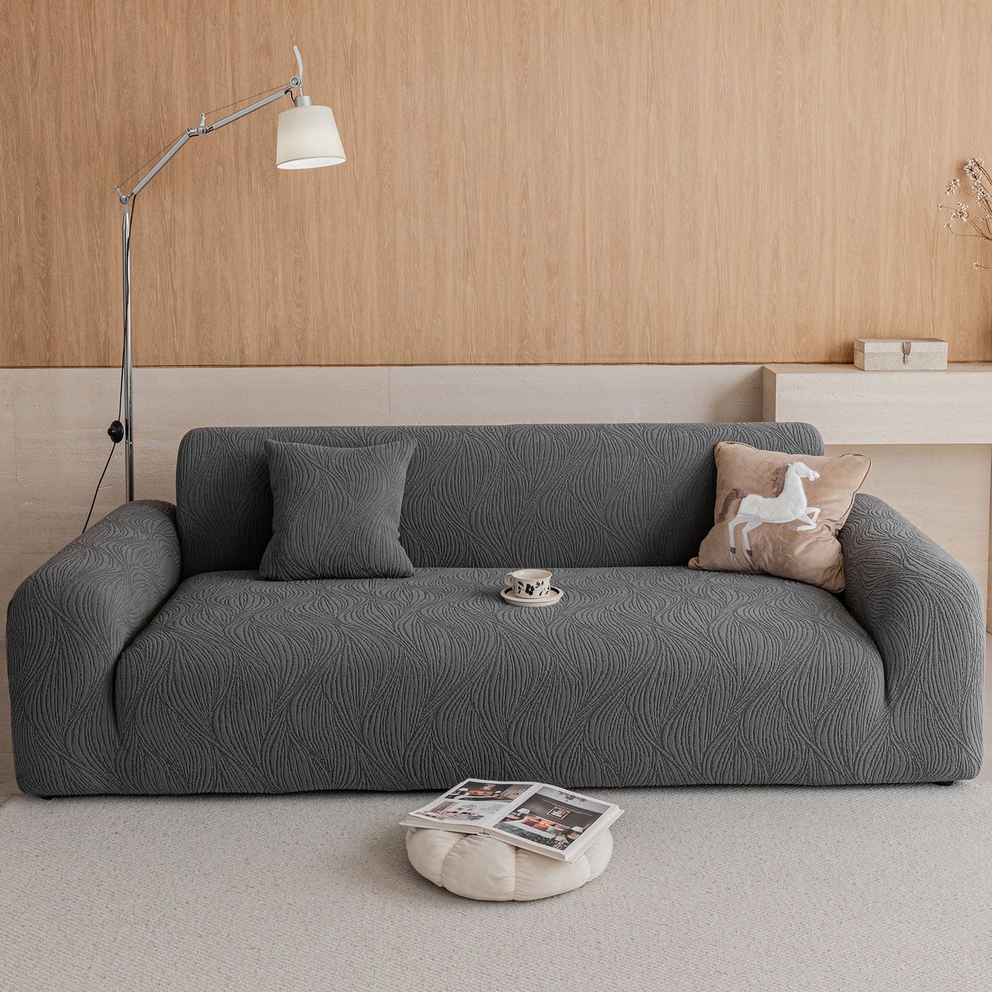 Elastic Stretch Sofa Cover Slipcover,  Thick Plush Wavy Flowing Texture Couch Cover