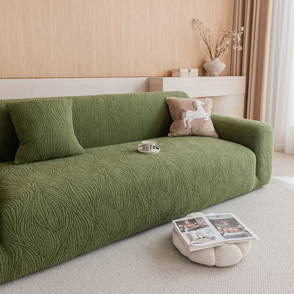 Elastic Stretch Sofa Cover Slipcover,  Thick Plush Wavy Flowing Texture Couch Cover