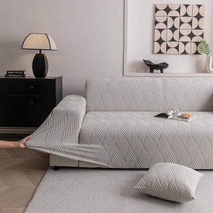 Modern Wavy Jacquard Sofa Slipcover, High Stretch Sofa Cover with 3D Organic Texture