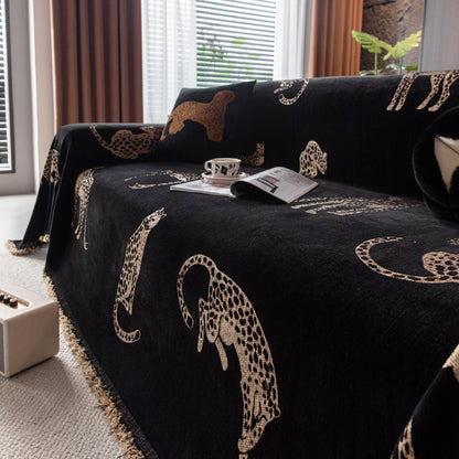 Leopard Sofa Cover Blanket Stylish Furniture Protector Throw for Couches & Loveseats