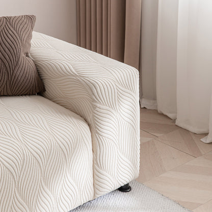 Modern Wavy Jacquard Sofa Slipcover, High Stretch Sofa Cover with 3D Organic Texture