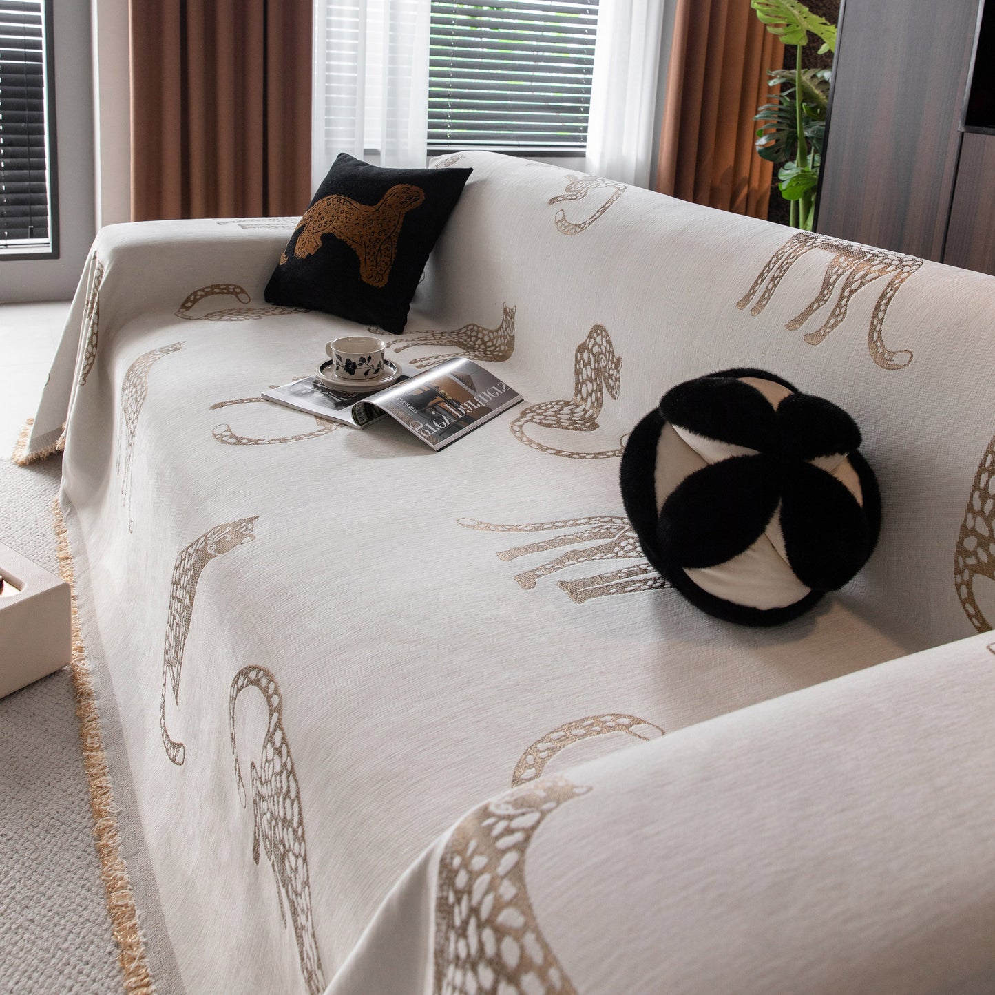 Leopard Sofa Cover Blanket Stylish Furniture Protector Throw for Couches & Loveseats