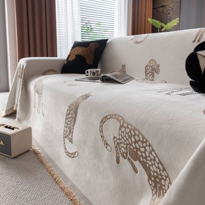 Leopard Sofa Cover Blanket Stylish Furniture Protector Throw for Couches & Loveseats