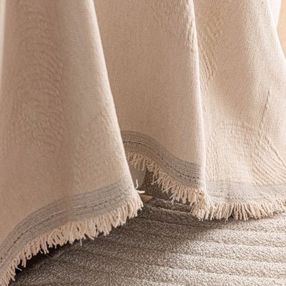 Embossed Leaf Pattern Couch Cover Throw Blanket, Japandi Furniture Cover Protector