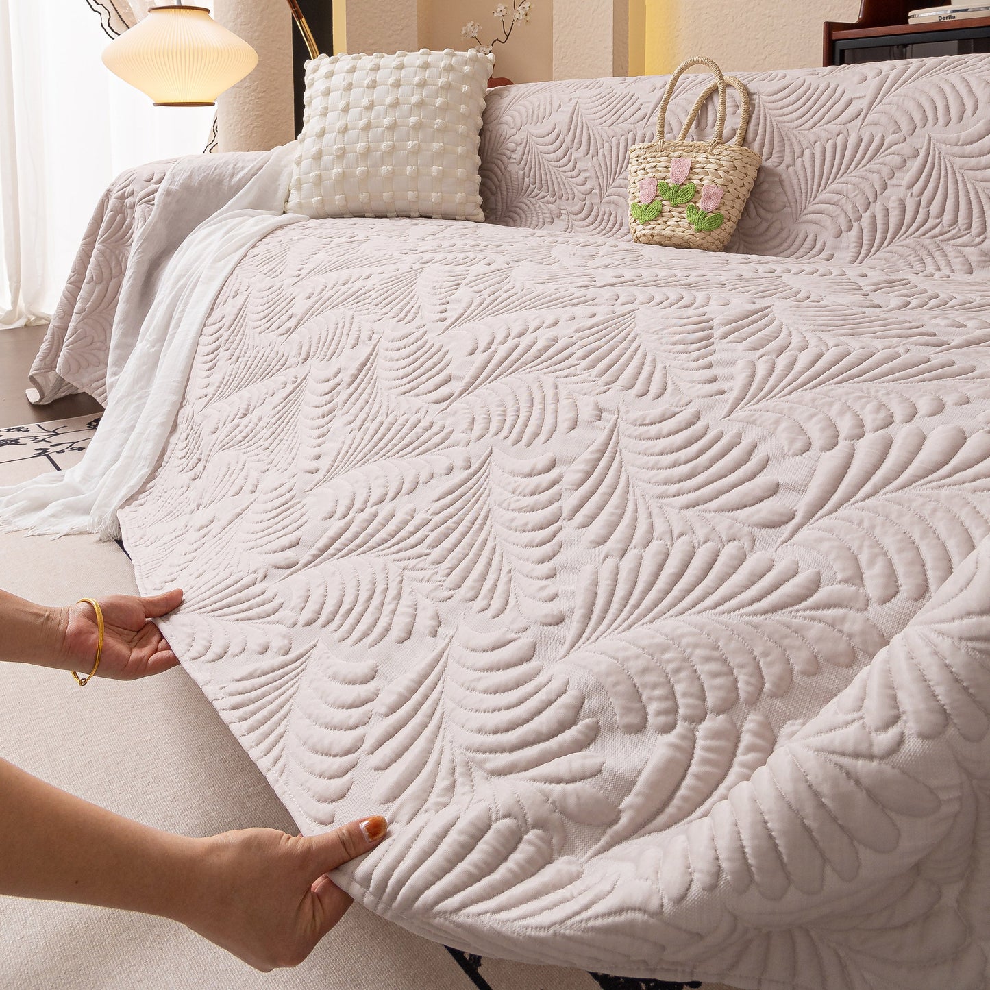 Cooling Quilted Non-Slip Furniture Protector for Pets & Kids, Washable Sofa Slipcover