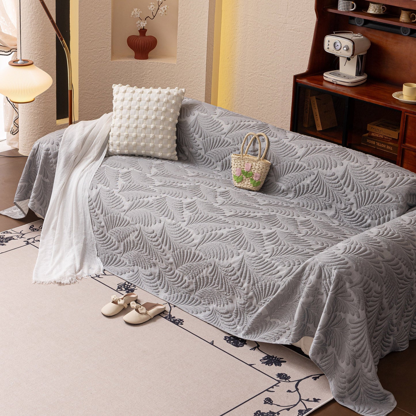 Cooling Quilted Non-Slip Furniture Protector for Pets & Kids, Washable Sofa Slipcover