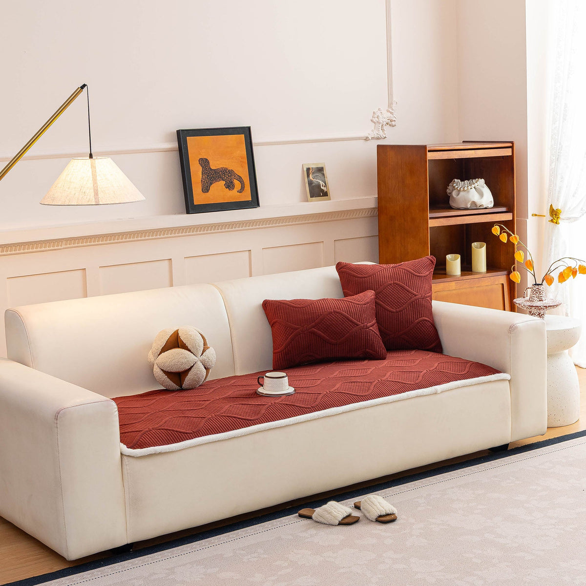 Thickened Crystal Velvet Sofa Cover, Non-Slip Quilted Couch Protector for Pets & Kids