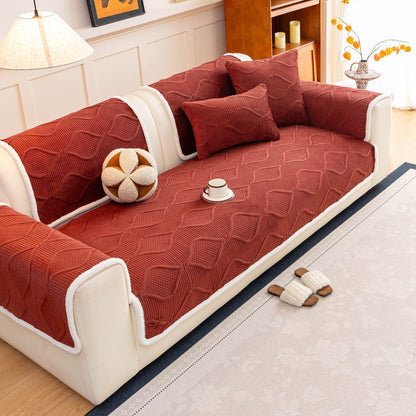 Thickened Crystal Velvet Sofa Cover, Non-Slip Quilted Couch Protector for Pets & Kids