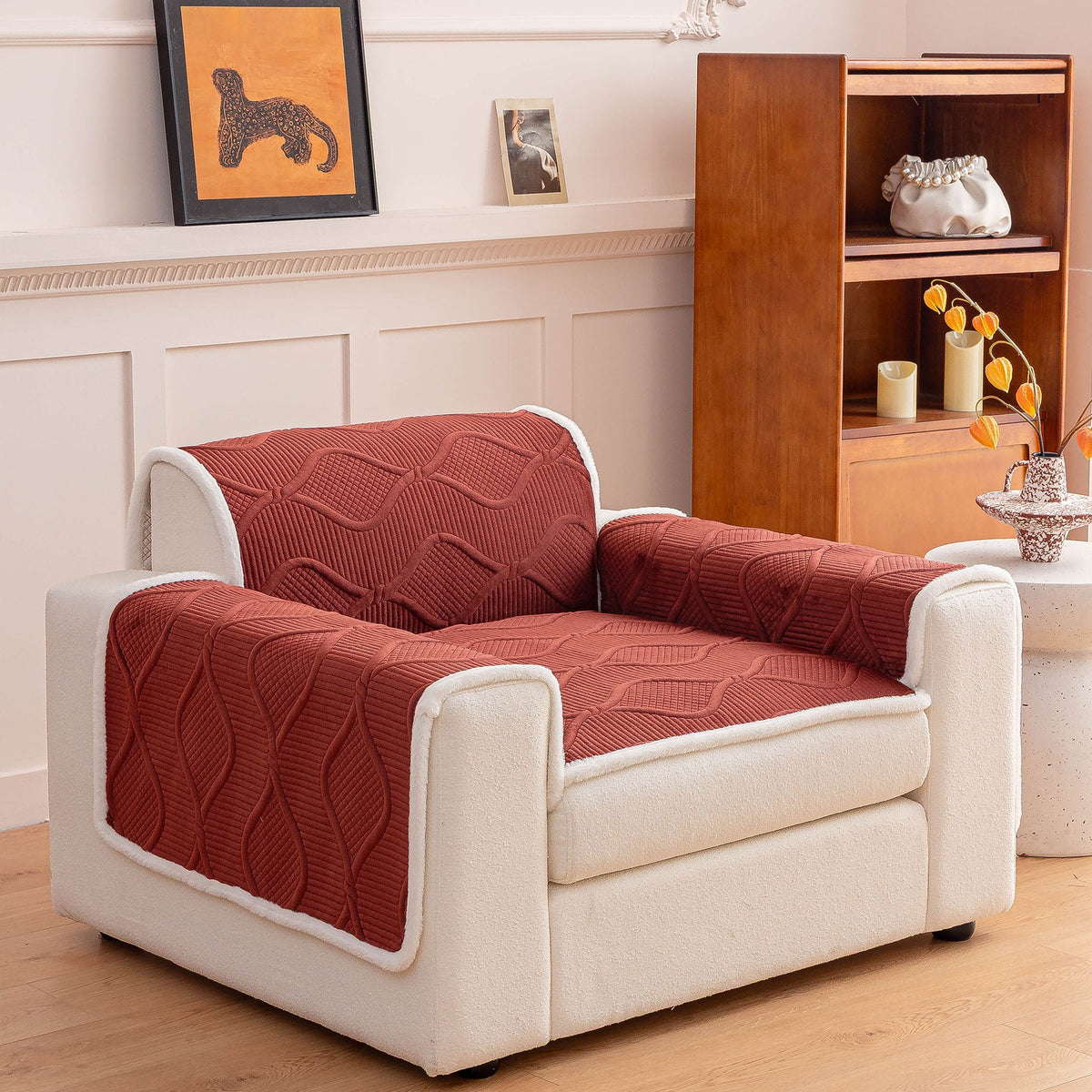 Thickened Crystal Velvet Sofa Cover, Non-Slip Quilted Couch Protector for Pets & Kids