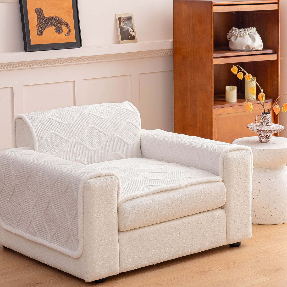 Thickened Crystal Velvet Sofa Cover, Non-Slip Quilted Couch Protector for Pets & Kids