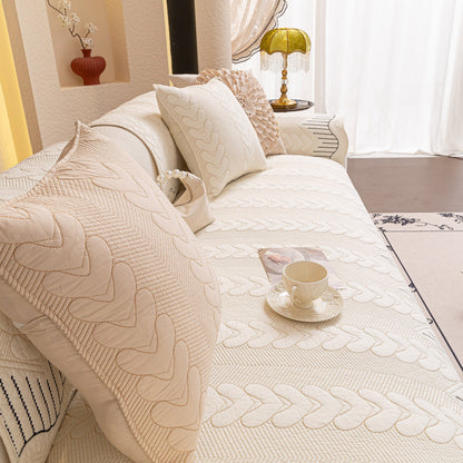 3D Quilted Thick Cotton Sofa Cover Non-Slip Couch Throw for Fabric & Leather Sofas