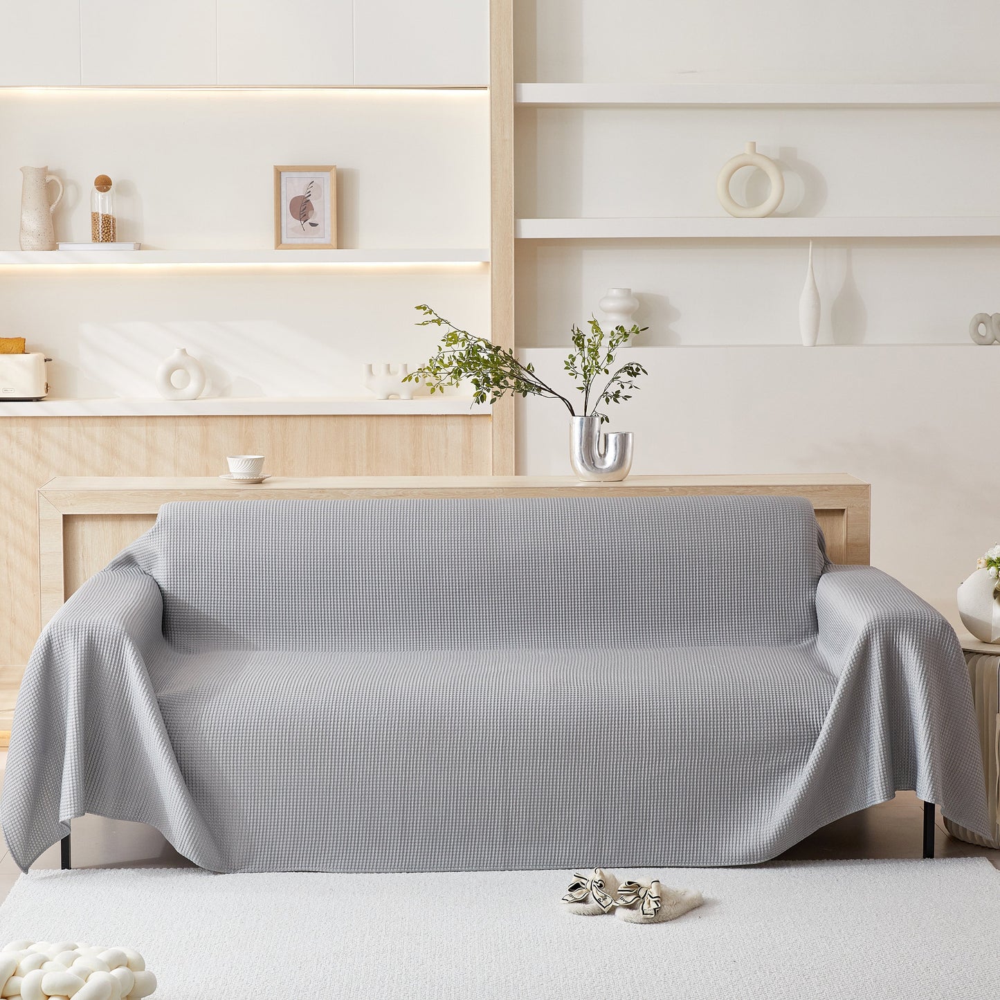 Cooling Comfy Throw Sofa Cover, Textured & Breathable, Multi-Use Decorative Couch Covers for Summer