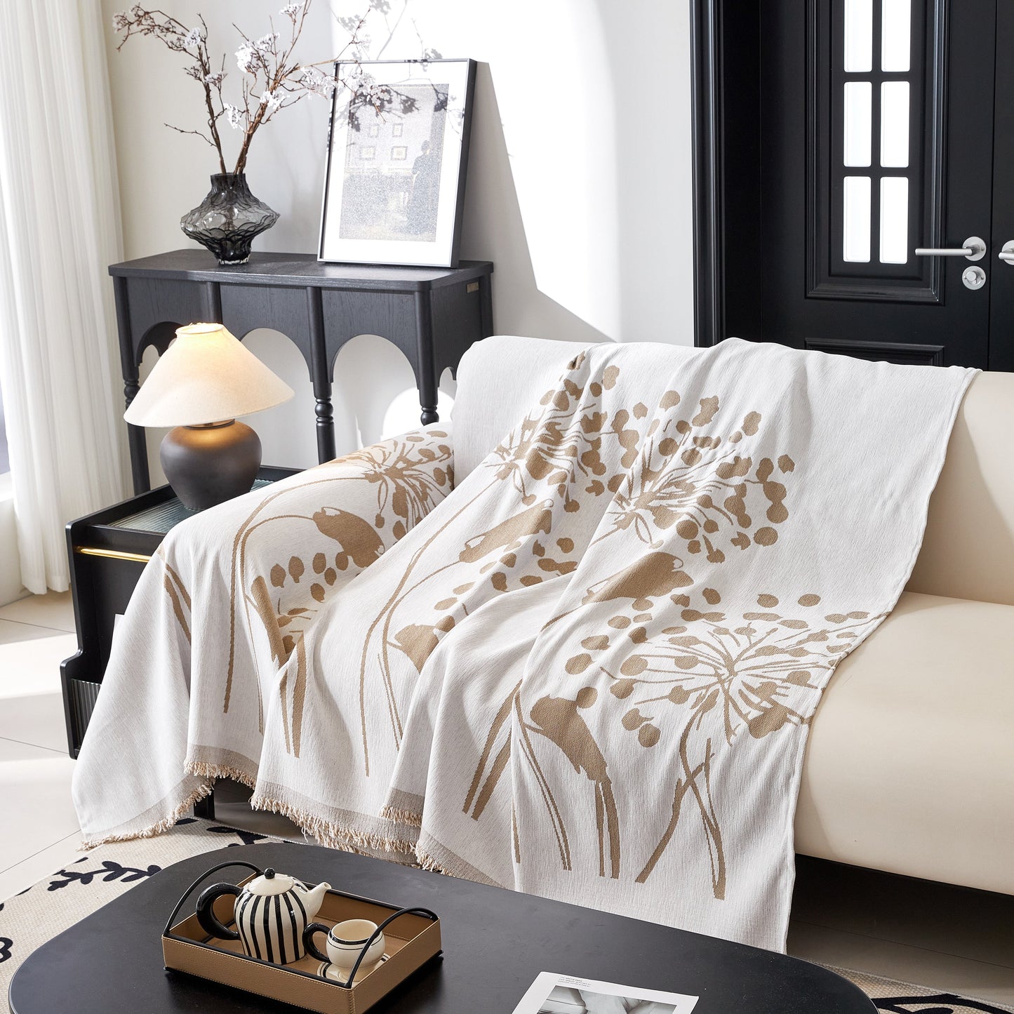 Dandelion Blanket Throw for Sofas Chenille Furniture Couch Cover, Couch Cushion Cover for Kids, Pets