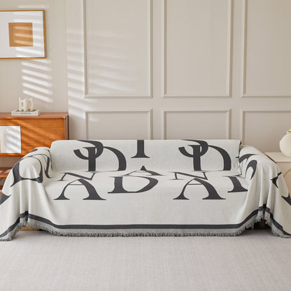 Chenille Jacquard Alphabet Sofa Blanket Cover, L Shape Sofa Cover, Reversible Couch Covers for Dogs