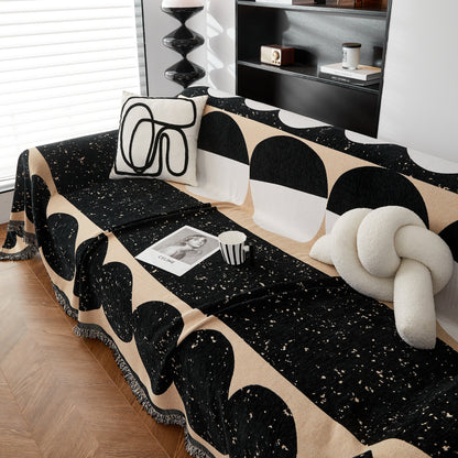 Chenille Circular Motif Sofa Protector Cover, Sofa Slipcovers L Shape, Sectional Sofa Couch Covers